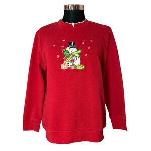 Vintage Speculation Christmas Snowman Crewneck Sweatshirt Women's PS
